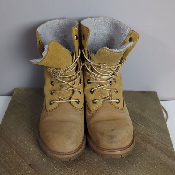 Timberlands teddy fleece roll down boots 7 - Picture 4 of 8